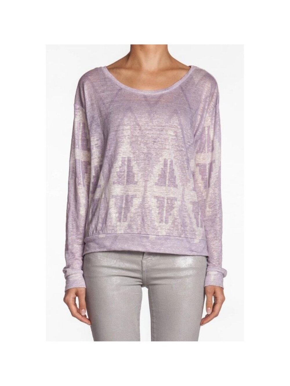 Townsen Sparkle Diamond Long Sleeve Sweater Lilac Light Purple Pink White NWT